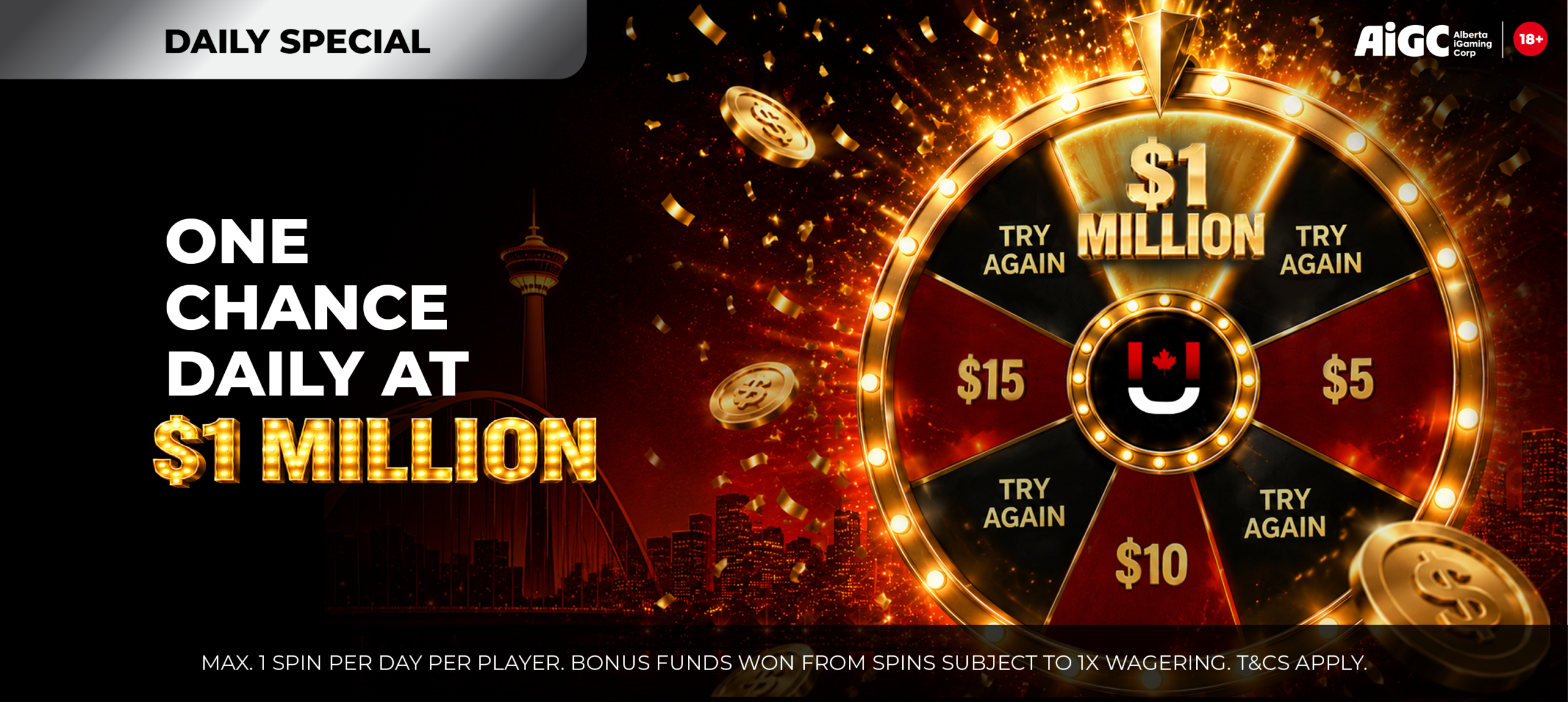 Daily $1 Million spin at Pure Casino